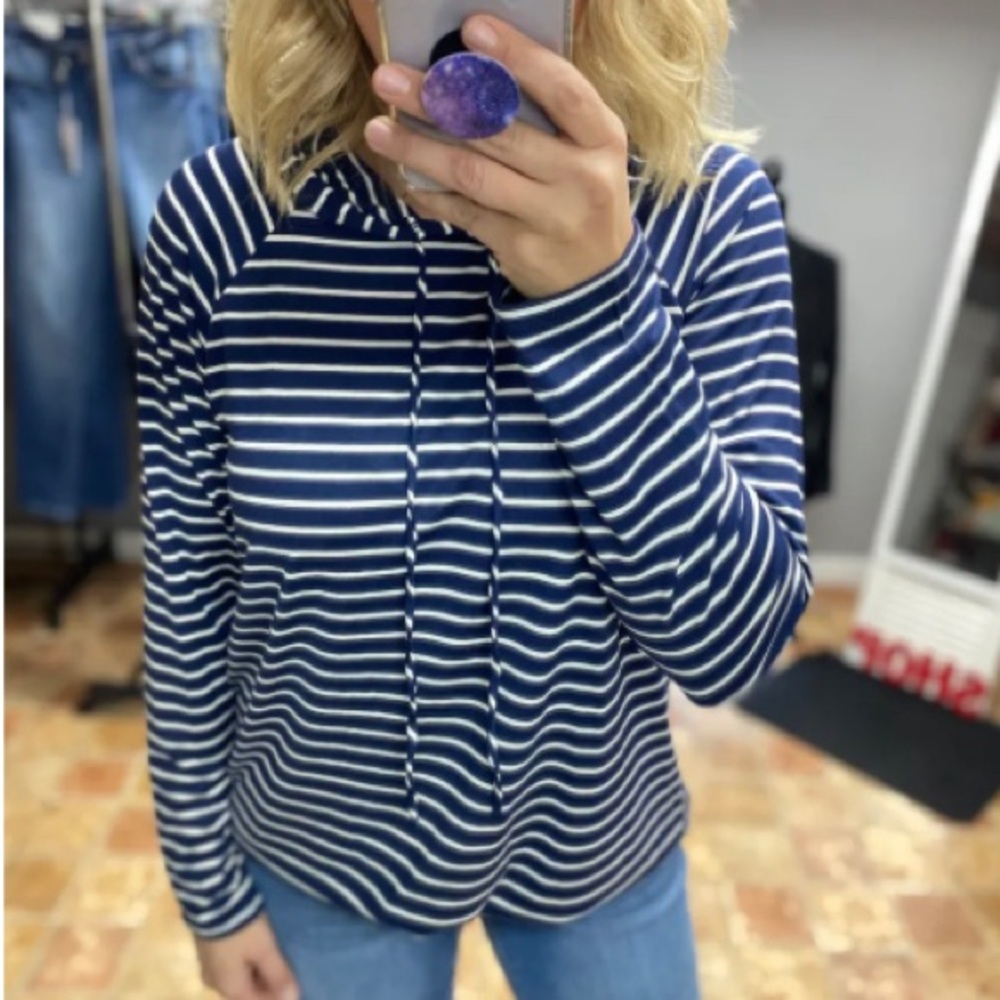 BOUTIQUE L/S Striped Hooded Top NEW!